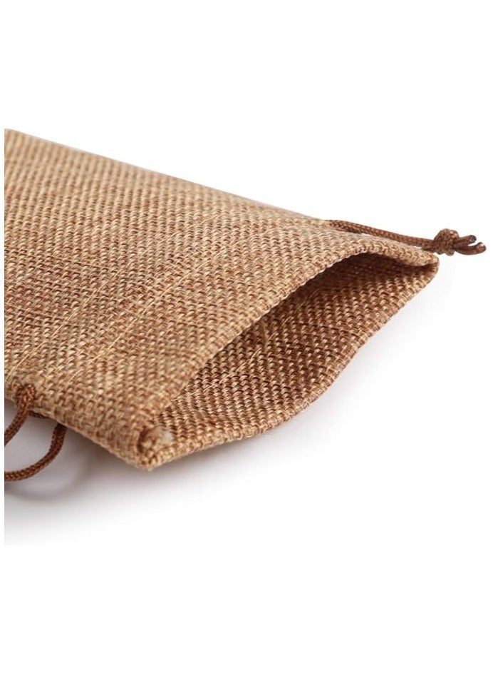 25 قطعة من أكياس الهدايا وحقائب الجوت و المجوهرات الكتانية مع رباط لعيد الميلاد والحفلات وهدايا الزفاف والهدايا والفنون والحرف اليدوية (25 قطعة، لون القهوة) - Image 2